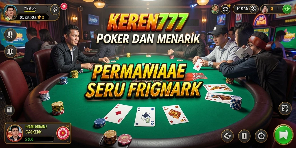 Screenshot KEREN777 menampilkan gameplay Poker yang intens.
