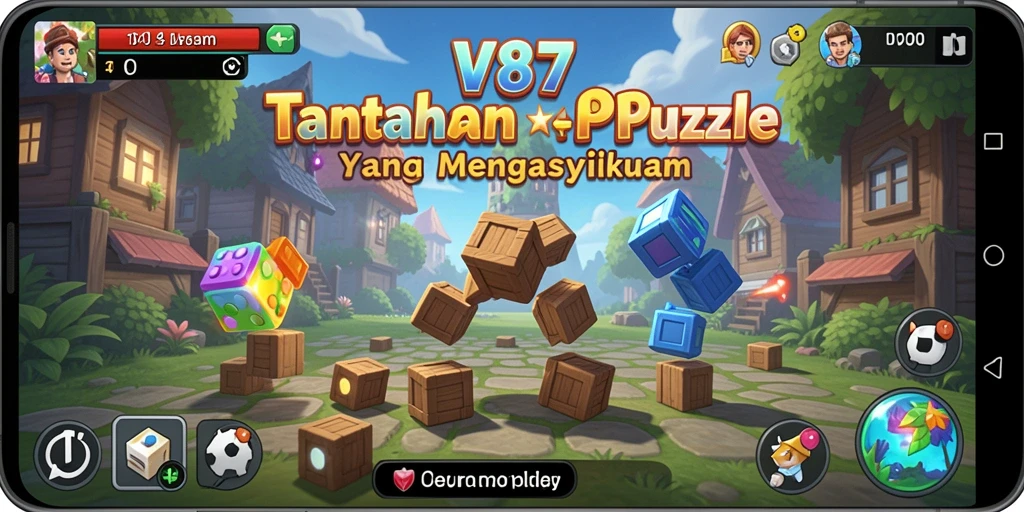 Screenshot gameplay V87 yang menunjukkan tantangan Puzzle yang menarik.