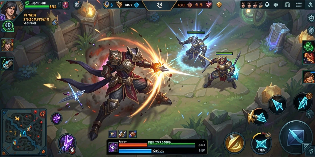 Tampilan gameplay seru dengan aksi karakter MOBA yang dinamis.