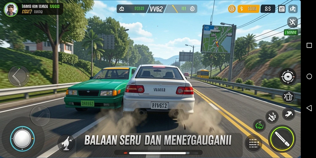 Tampilan gameplay Racing yang mendebarkan dan penuh aksi.