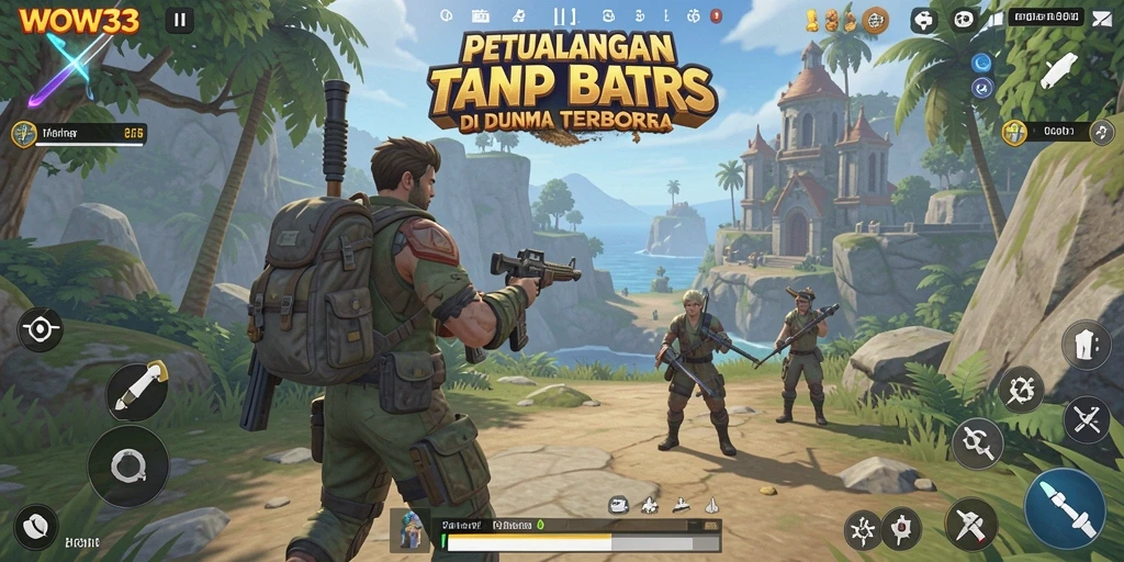 Tangkapan layar WOW33 menampilkan petualangan di dunia terbuka.